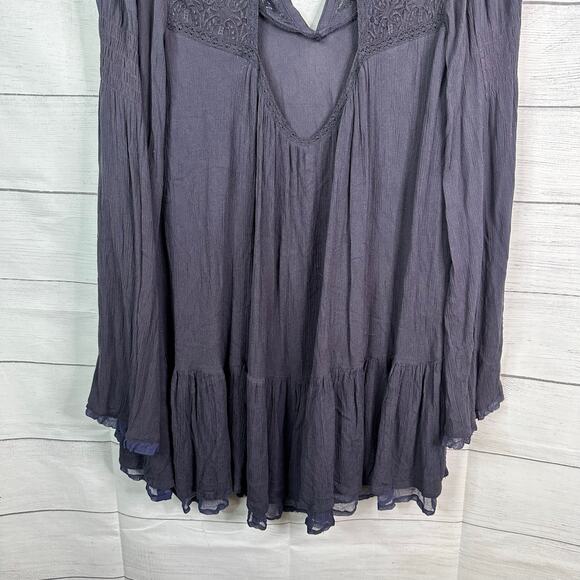 Free People Womens size Small One Night Victorian Dress Mini Tunic Smoke Purple - Picture 7 of 10